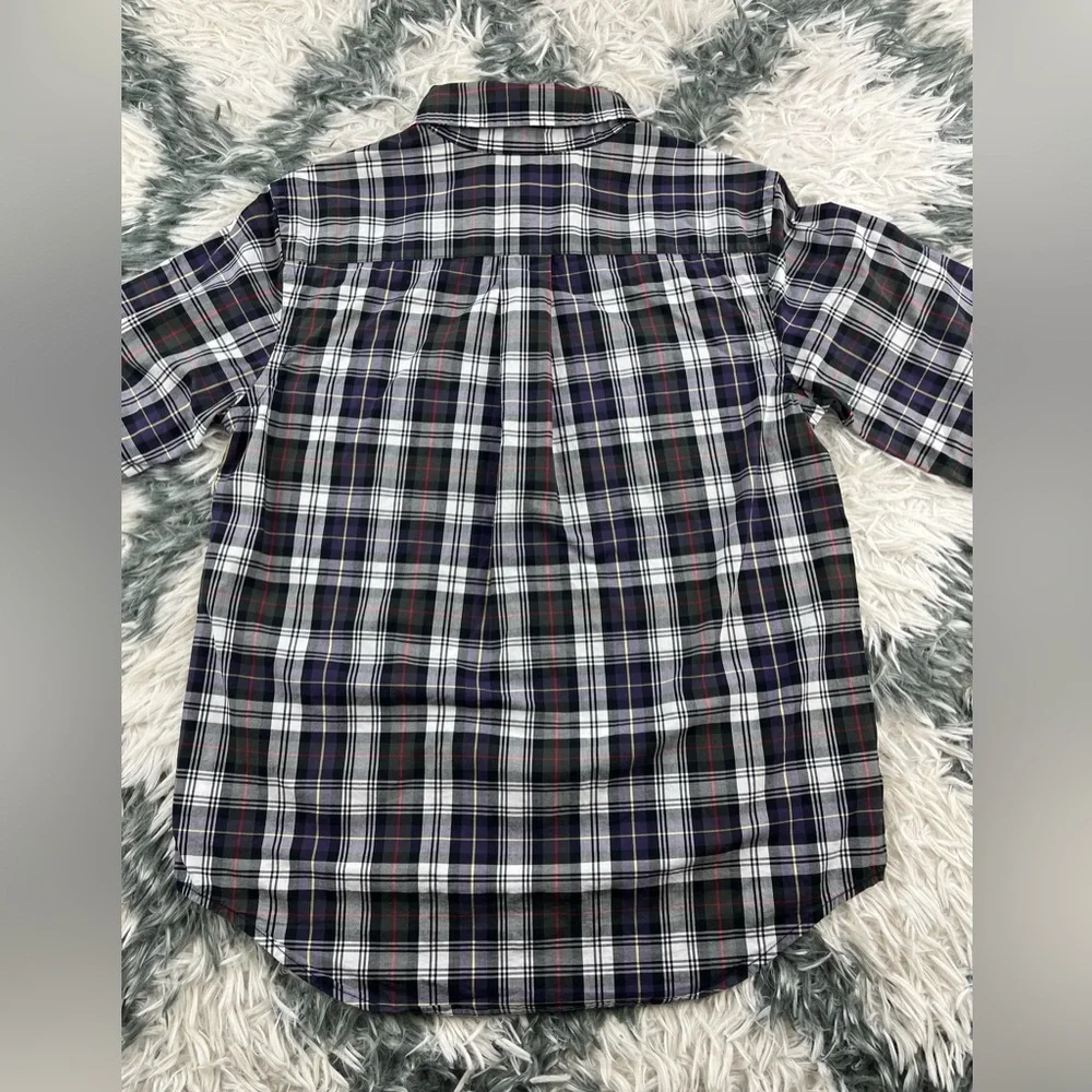 Ralph Lauren Kids Boys Purple Black Plaid Long Sleeve Button Up Shirt Size M
